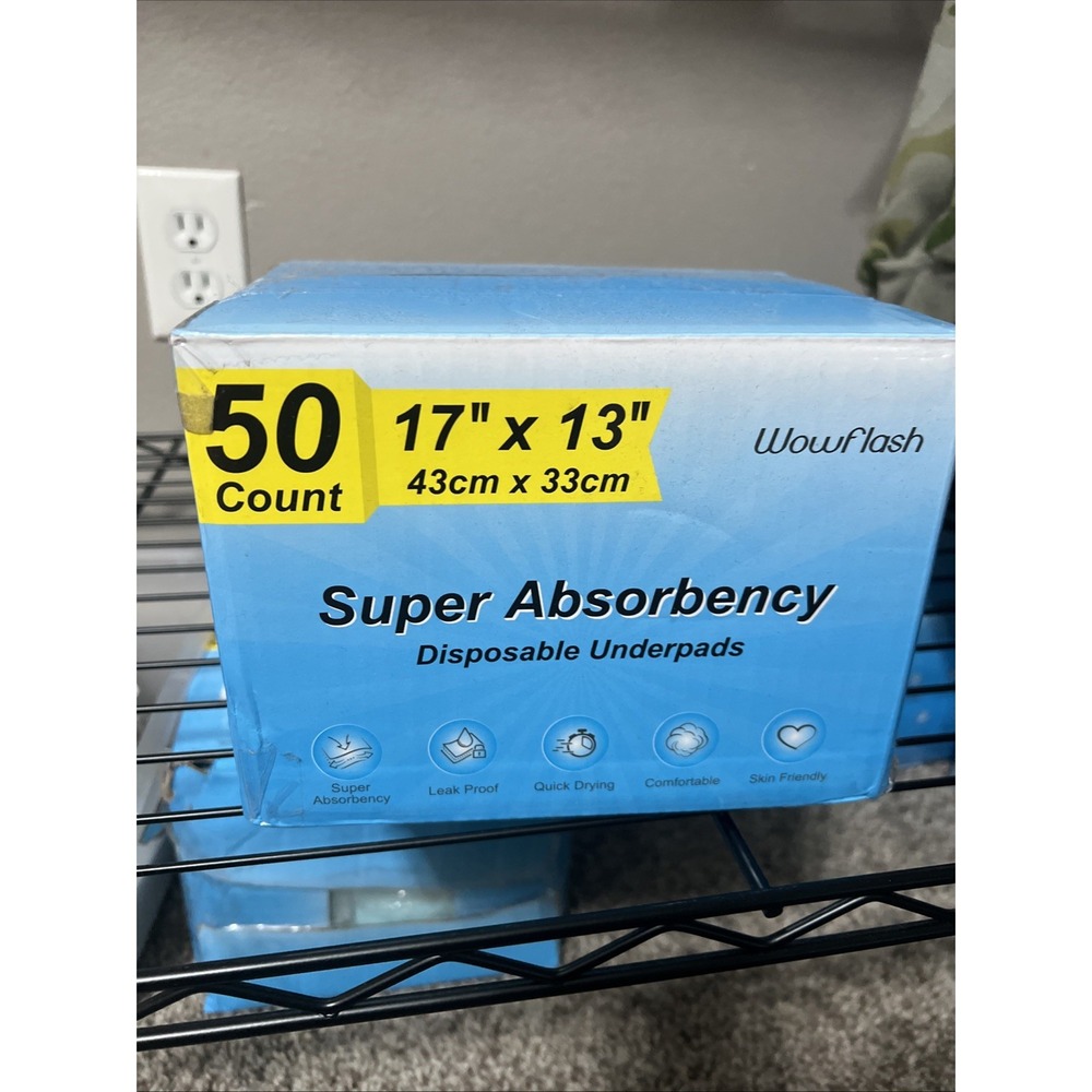 Wow Flash 50 Ct Super Absorbency Disposable Underpads 17"x13"